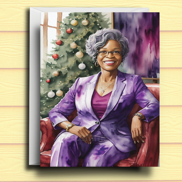 Black Woman W Christmas Card